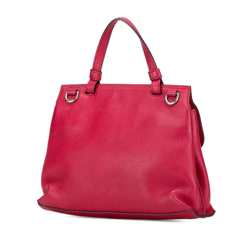 Gucci Medium Leather Bamboo Daily Satchel Red Leather Good condition - Back View