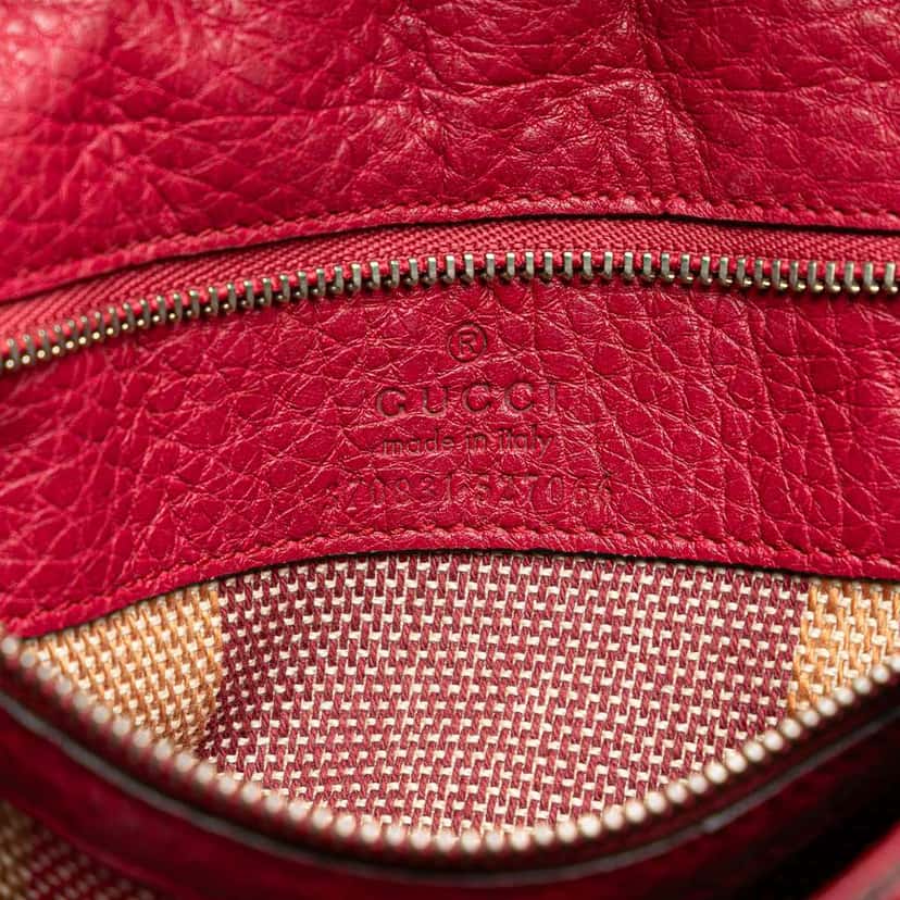 Gucci Medium Leather Bamboo Daily Satchel Red Leather Good condition - Box View