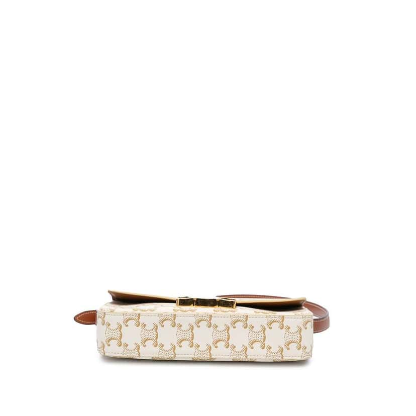 Celine Triomphe Coated Canvas Claude Shoulder Bag White Canvas Good condition - Inside View