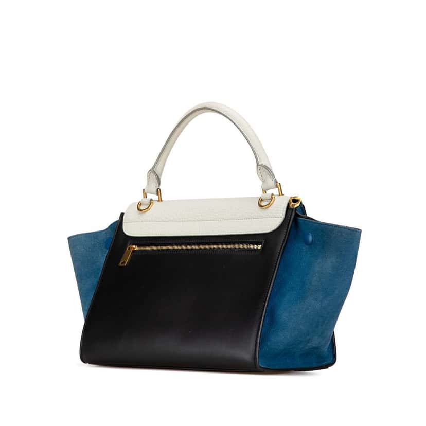 Celine Small Tricolor Trapeze Satchel Black Leather Good condition - Back View