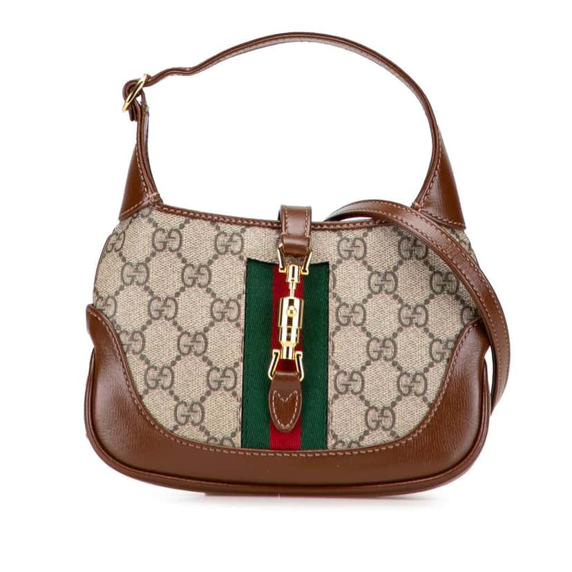Gucci Mini GG Supreme Web Jackie 1961 Crossbody Brown Canvas Good condition - Front View
