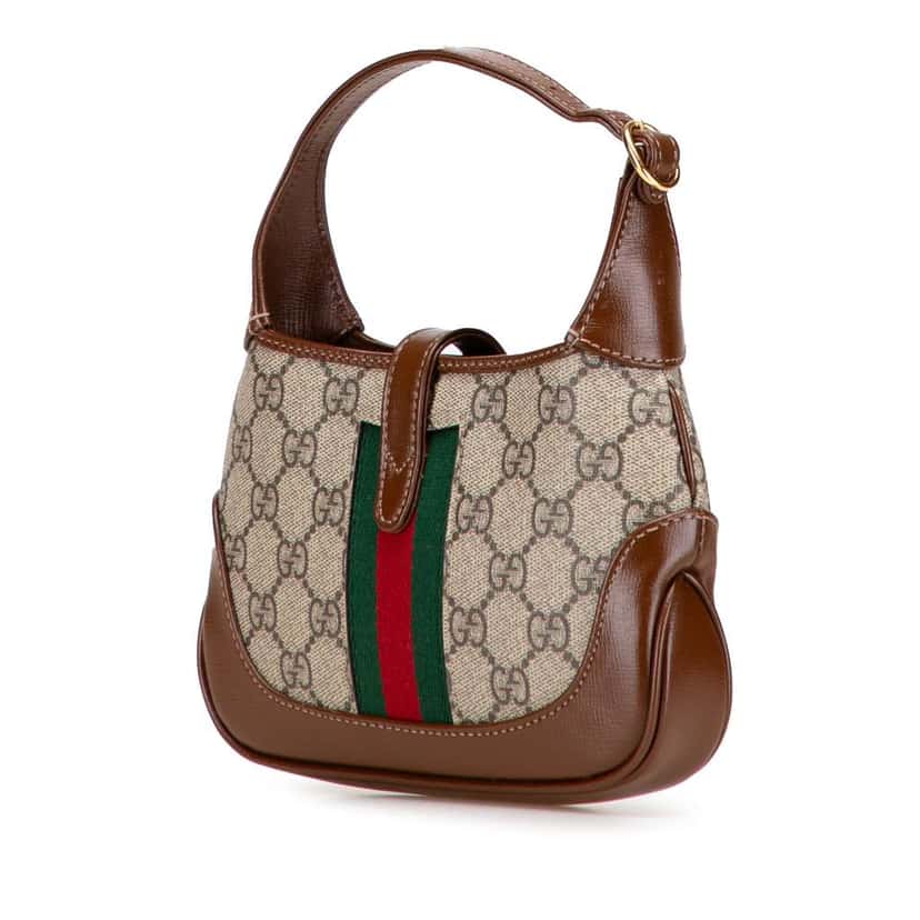 Gucci Mini GG Supreme Web Jackie 1961 Crossbody Brown Canvas Good condition - Back View