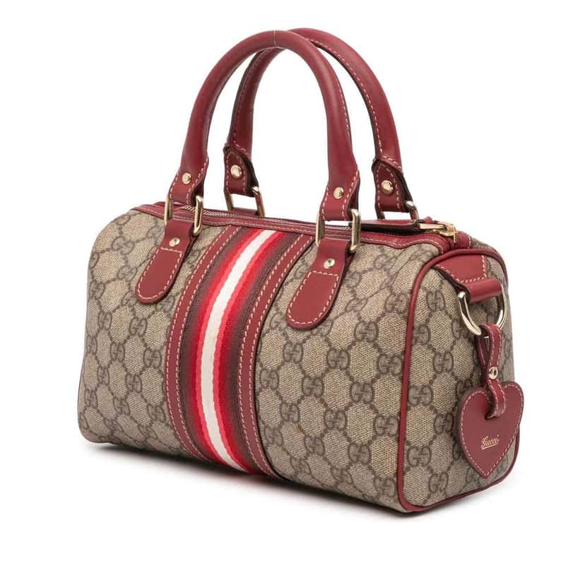 Gucci Limited Edition Small GG Supreme Web Joy Boston Bag Brown Canvas Good condition - Back View