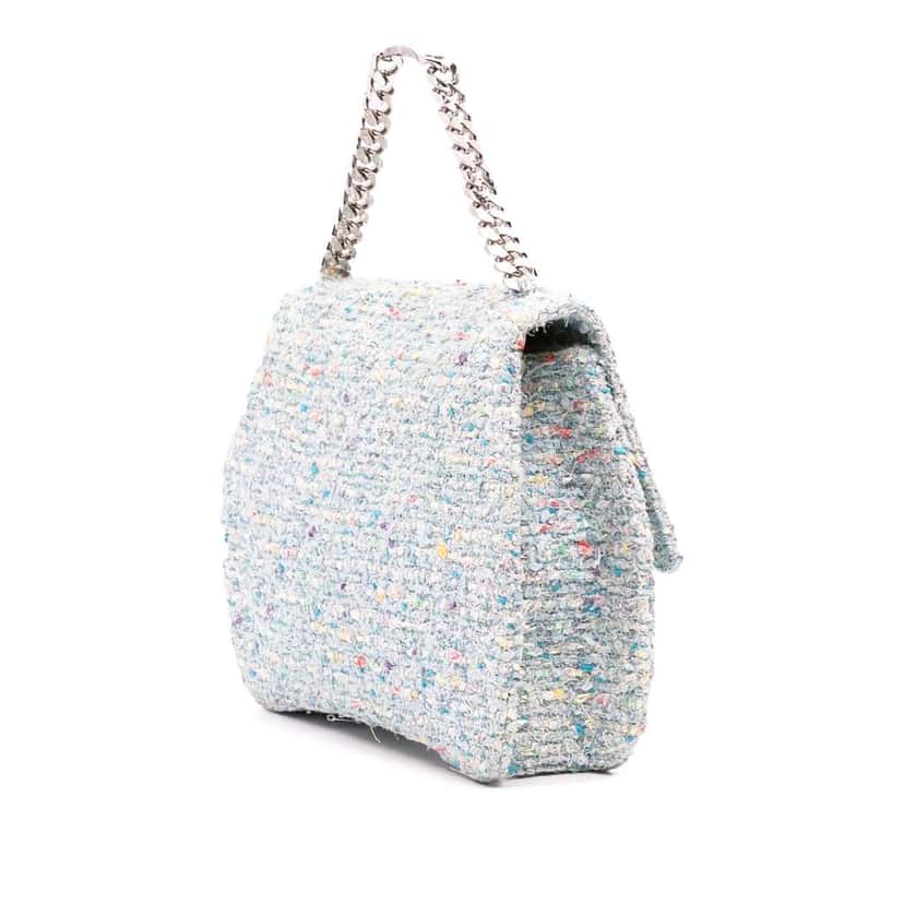 Chanel CC Confetti Tweed Flap Blue Tweed Good condition - Back View