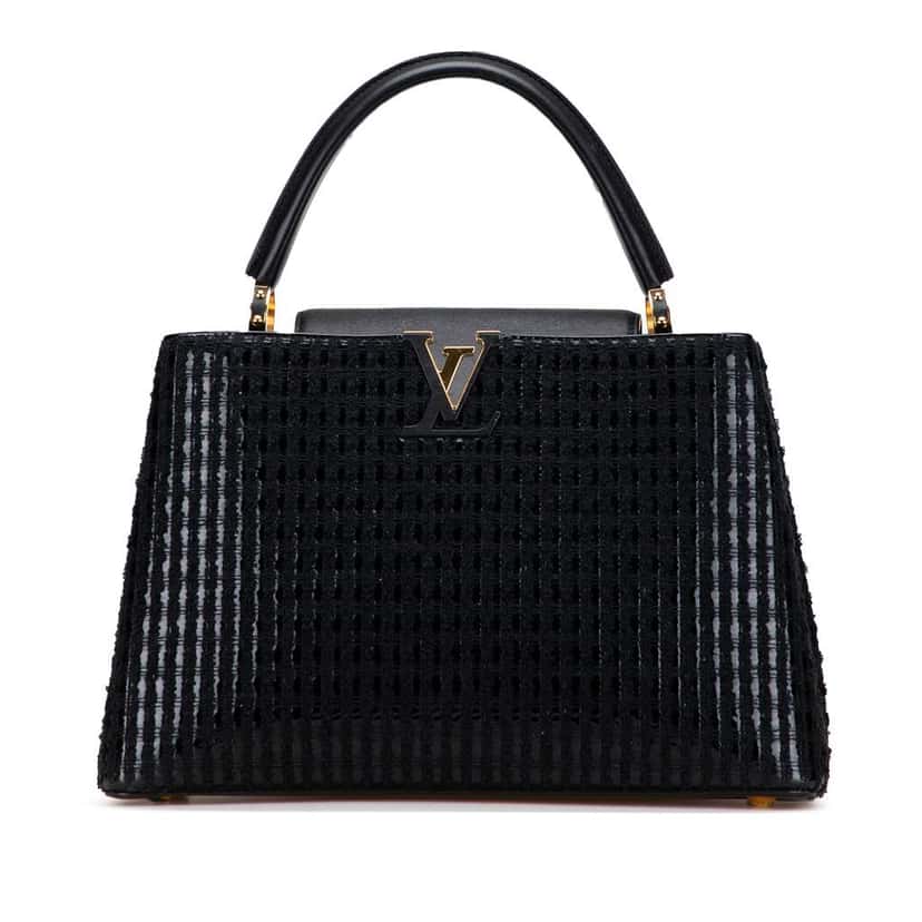 Louis Vuitton Tweed Capucines MM Black Tweed Good condition - Front View