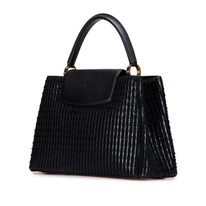 Louis Vuitton Tweed Capucines MM Black Tweed Good condition - Back View