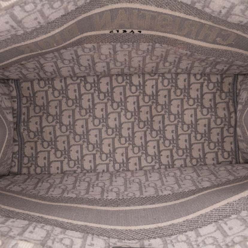 Dior Medium Oblique Embroidered Canvas Book Tote Grey Canvas Good condition - Model View