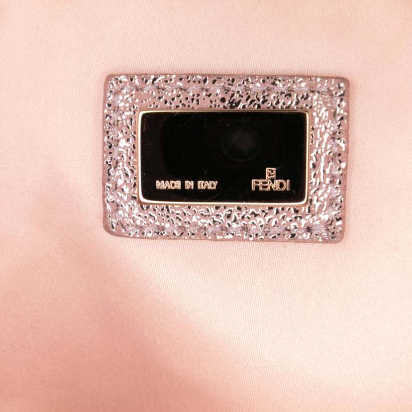 Fendi Zucchino Metallic Canvas and Shearling Crossbody Pink Canvas Good condition - Box View