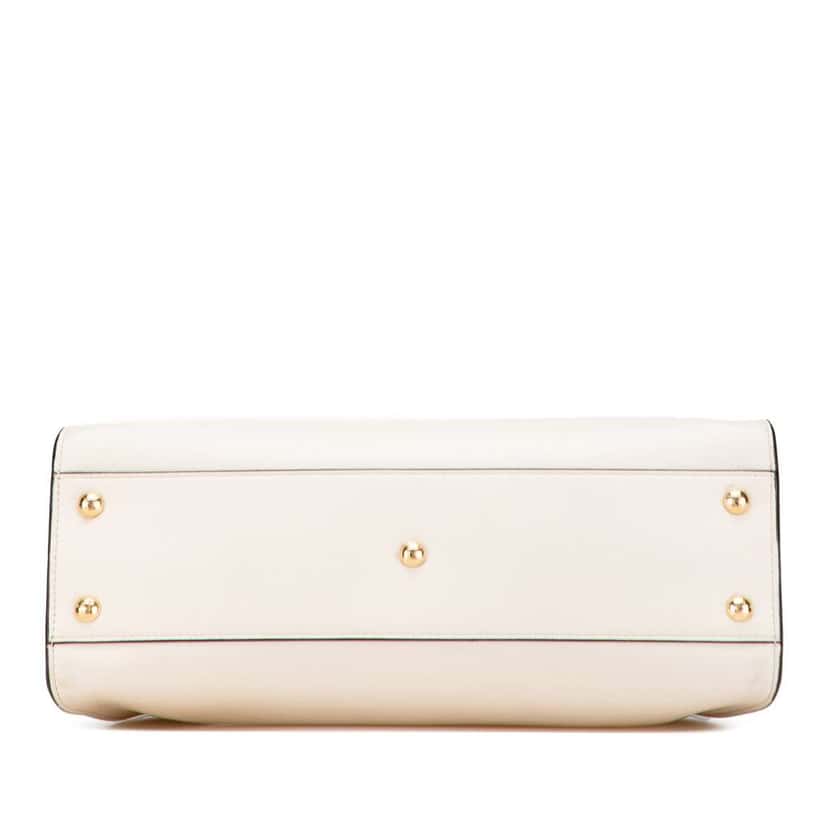 Fendi Medium Leather Selleria Peekaboo Iconic Satchel White Leather Good condition - Inside View