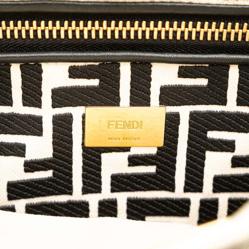 Fendi Medium Leather Selleria Peekaboo Iconic Satchel White Leather Good condition - Box View