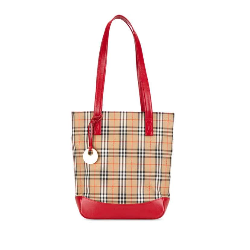 Burberry Haymarket Check Canvas Tote Brown Canvas Good condition - Front View