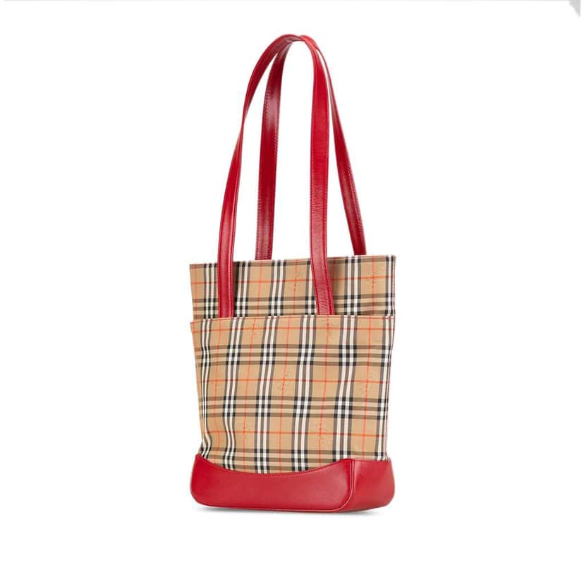 Burberry Haymarket Check Canvas Tote Brown Canvas Good condition - Back View