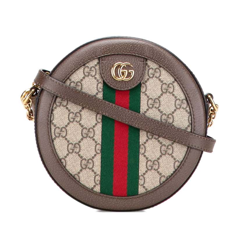 Gucci Mini GG Supreme Round Ophidia Crossbody Brown Canvas Good condition - Front View