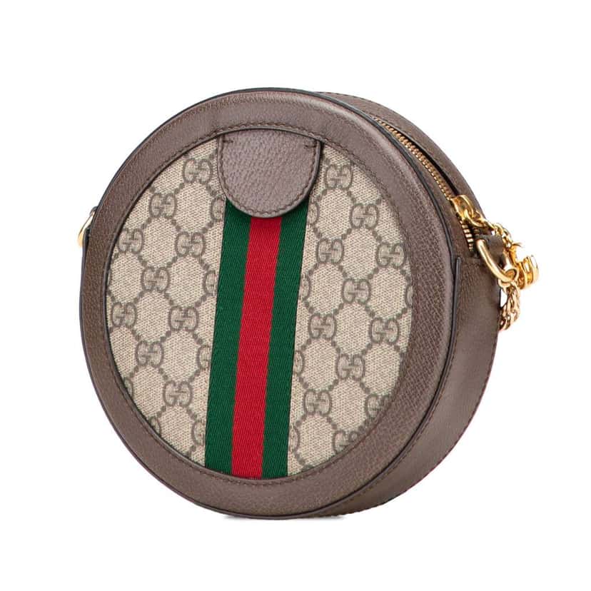 Gucci Mini GG Supreme Round Ophidia Crossbody Brown Canvas Good condition - Back View