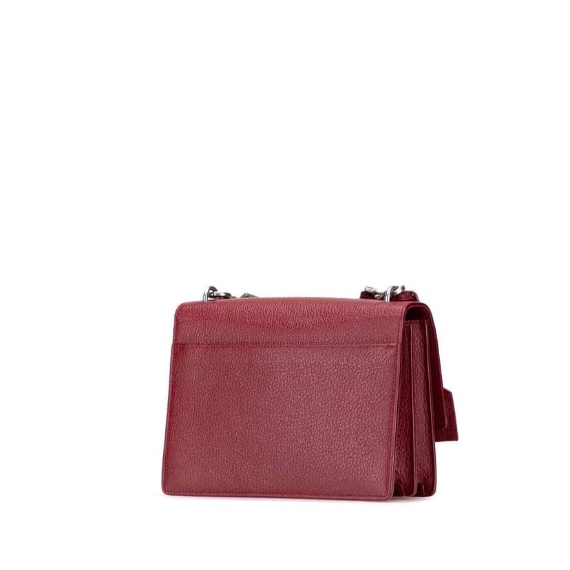 Saint Laurent Medium Grained Calfskin Monogram Sunset Crossbody Red Leather Good condition - Back View