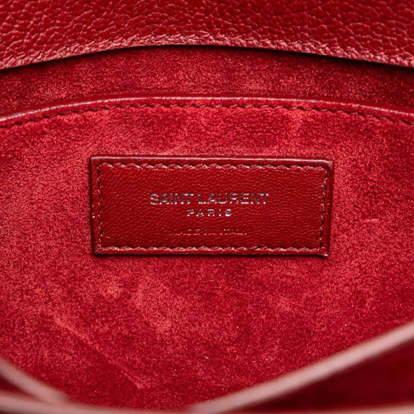 Saint Laurent Medium Grained Calfskin Monogram Sunset Crossbody Red Leather Good condition - Box View