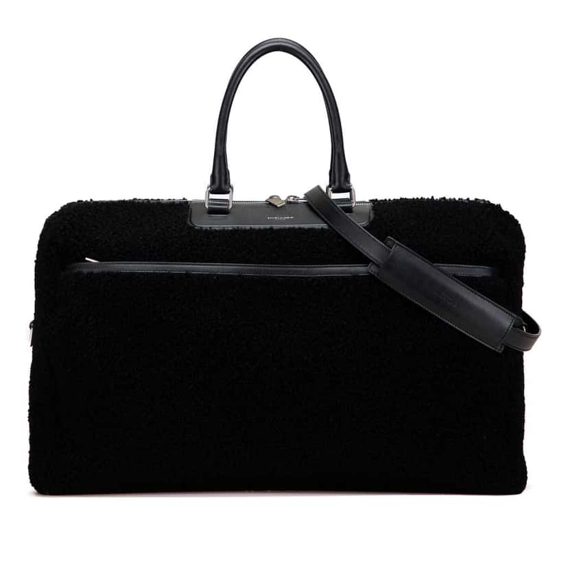 Saint Laurent Shearling Travel Bag Black Very good condition - Front View