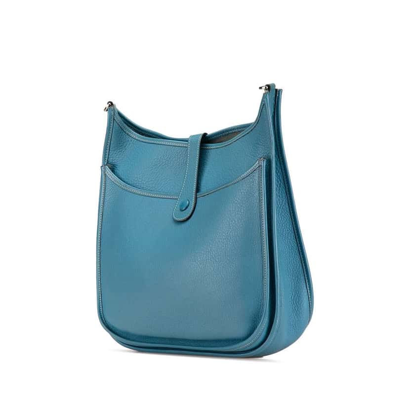 Hermès Clemence Evelyne II GM Blue Leather Good condition - Back View