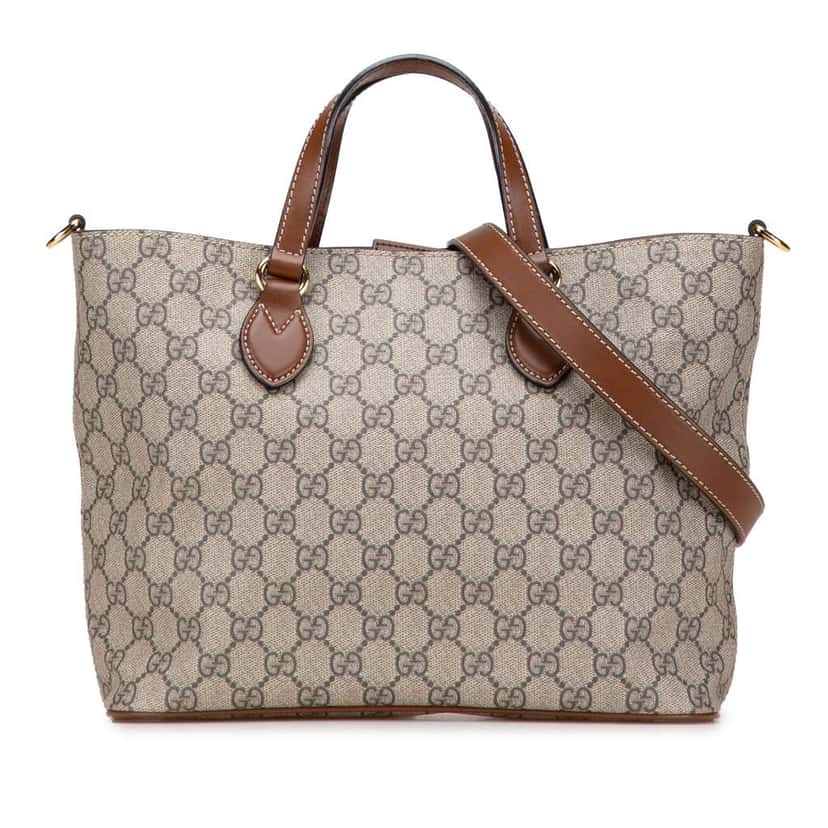 Gucci Small GG Supreme Satchel Brown Canvas Good condition - Front View