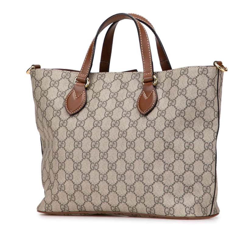 Gucci Small GG Supreme Satchel Brown Canvas Good condition - Back View