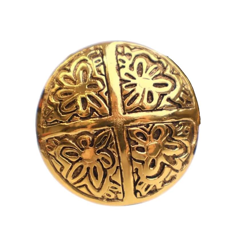 Chanel Gold Plated Camellia Cross Dome Clip On Earrings Gold Metal Good condition - Box View