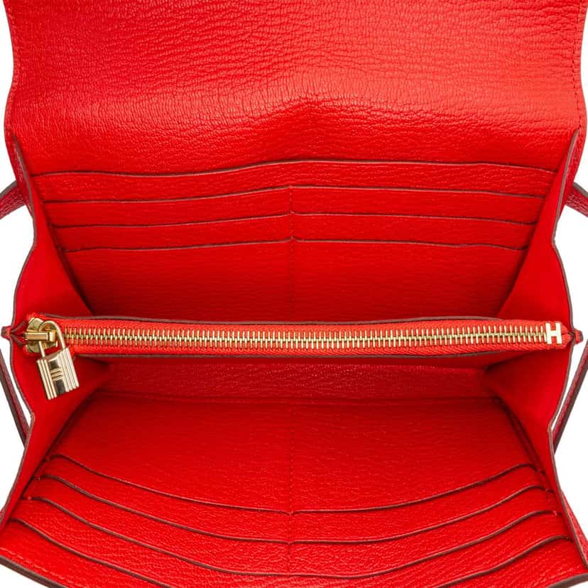 Hermès Chevre Mysore Kelly Longue Wallet Red Leather Good condition - Model View