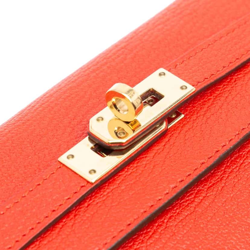 Hermès Chevre Mysore Kelly Longue Wallet Red Leather Good condition - Box View