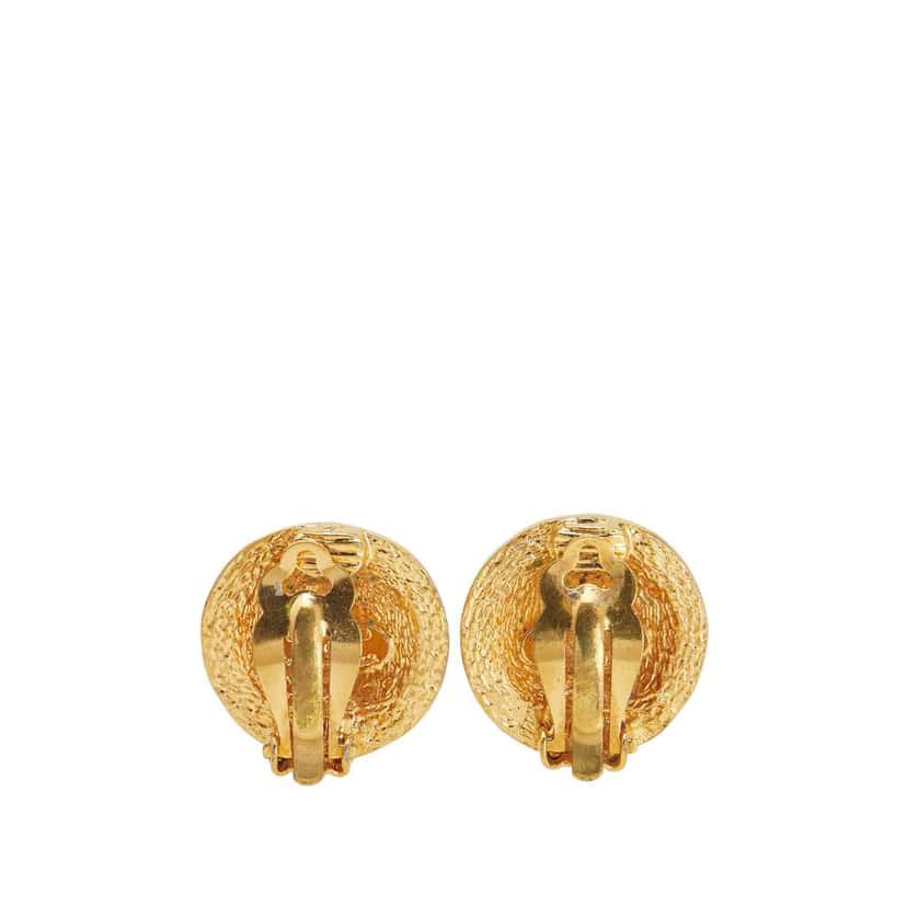 Chanel Gold Plated and Silver Plated CC Round Clip On Earrings Gold Metal Good condition - Back View