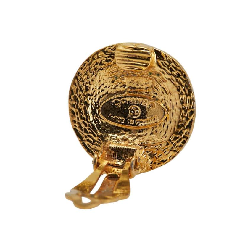 Chanel Gold Plated and Silver Plated CC Round Clip On Earrings Gold Metal Good condition - Inside View