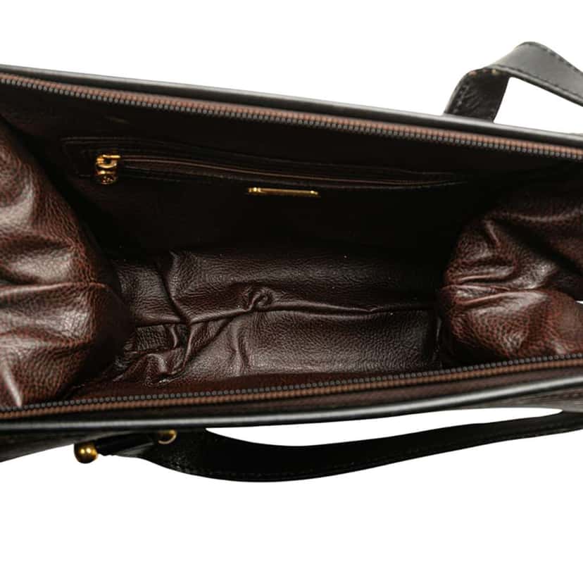 Fendi Textured Leather FF Handbag Brown Leather Good condition - Model View