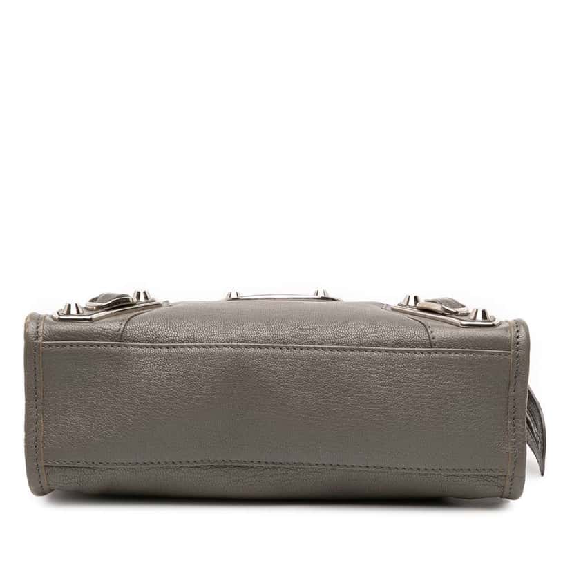 Balenciaga Mini Chevre Motocross Classic Metallic Edge City Satchel Grey Leather Good condition - Inside View