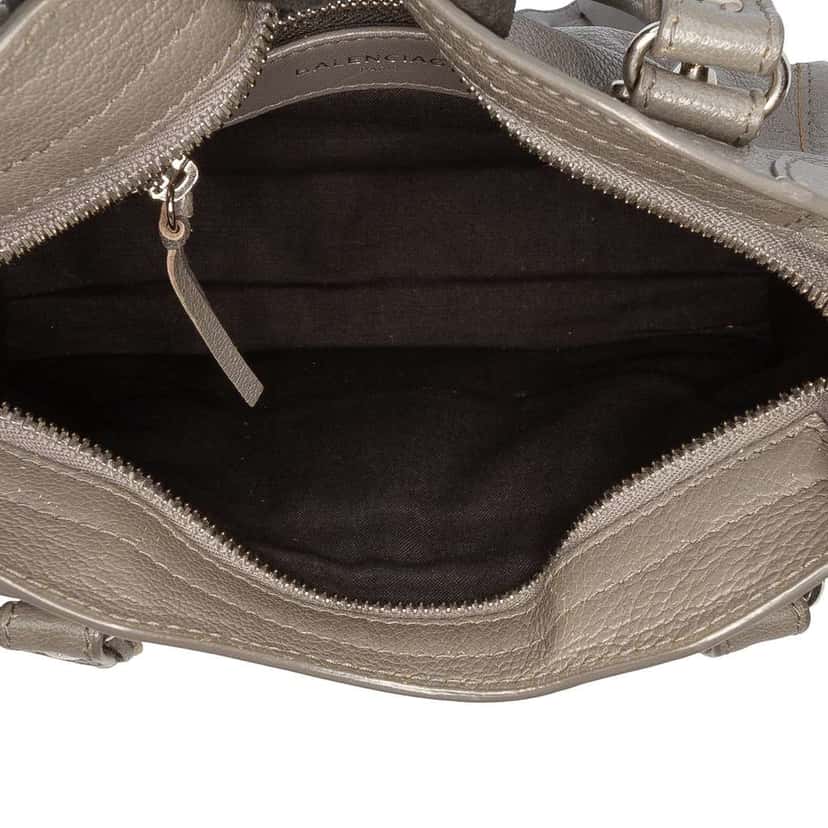Balenciaga Mini Chevre Motocross Classic Metallic Edge City Satchel Grey Leather Good condition - Model View