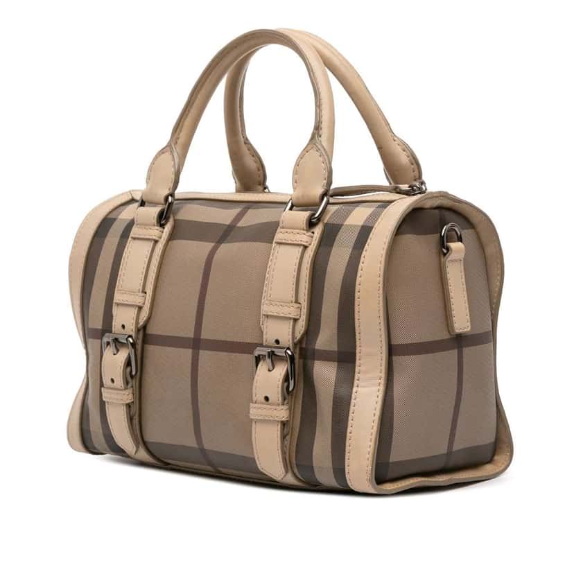 Burberry Smoke Check Coated Canvas Chester Boston Bag Brown Canvas Good condition - Back View