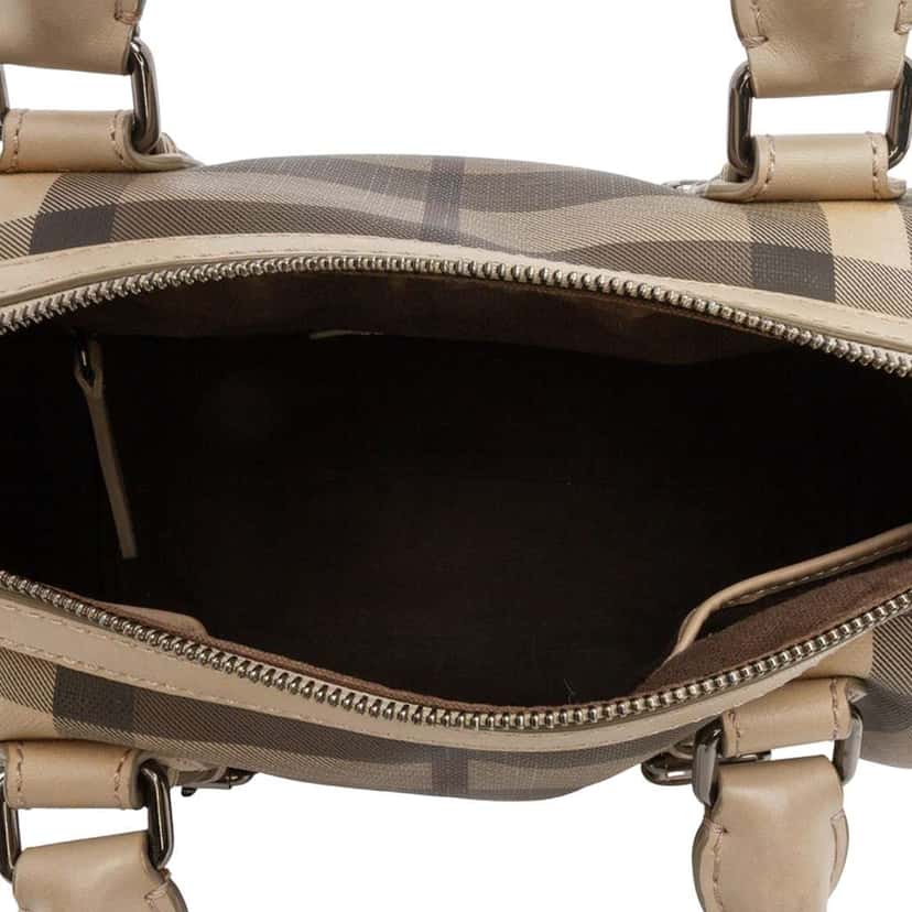 Burberry Smoke Check Coated Canvas Chester Boston Bag Brown Canvas Good condition - Model View