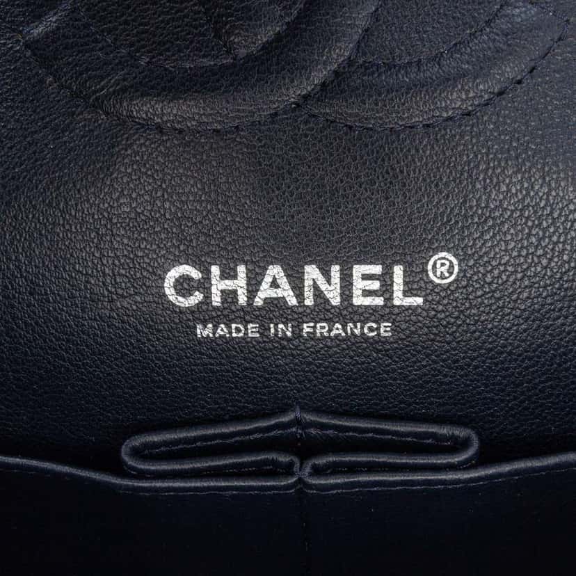 Chanel Medium Classic Caviar Double Flap Blue Leather Good condition - Box View