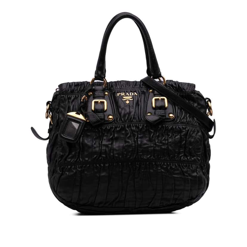 Prada Nappa Gaufre Satchel Black Leather Good condition - Front View