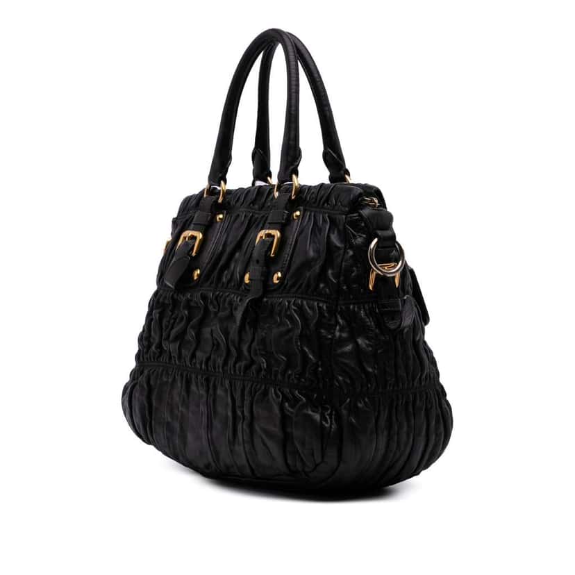 Prada Nappa Gaufre Satchel Black Leather Good condition - Back View