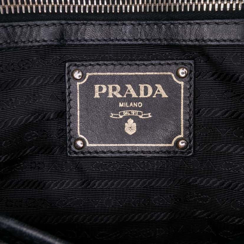 Prada Nappa Gaufre Satchel Black Leather Good condition - Box View