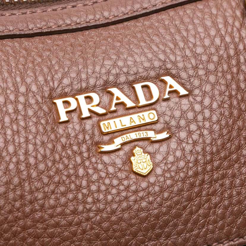 Prada Vitello Phenix Zip Top Satchel Brown Leather Good condition - Box View
