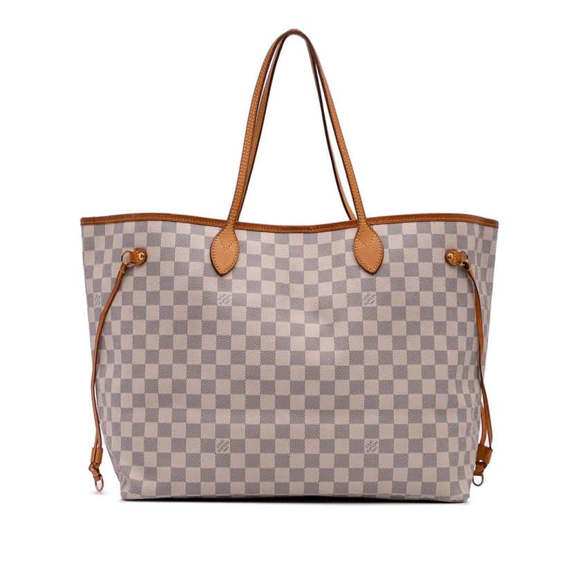 Louis Vuitton Damier Azur Neverfull GM White Canvas Good condition - Front View