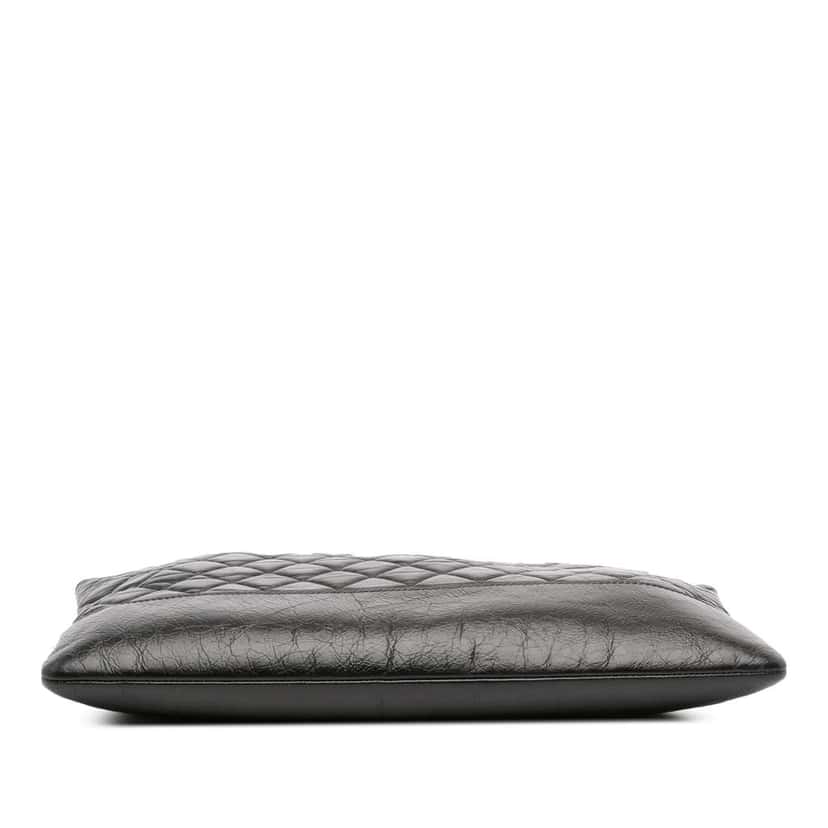 Chanel Large Aged Calfskin Gabrielle O Case Clutch Black Leather Good condition - Inside View