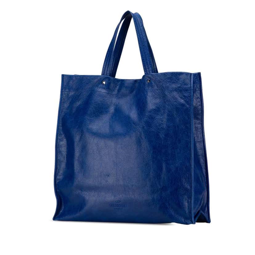 Valentino Leather Rockstud Turnlock Tote Blue Leather Good condition - Back View