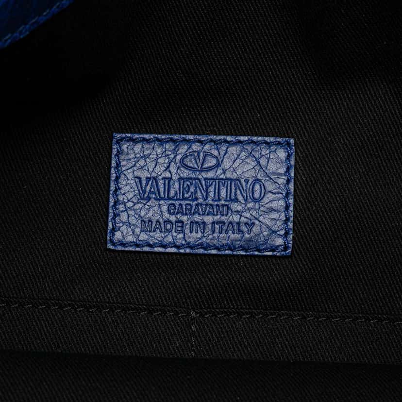 Valentino Leather Rockstud Turnlock Tote Blue Leather Good condition - Box View