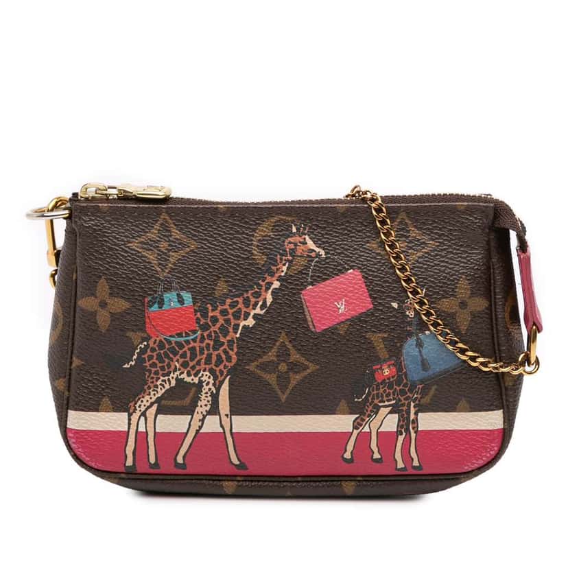 Louis Vuitton Monogram Giraffe Christmas Mini Pochette Accessoires Brown Good condition - Front View