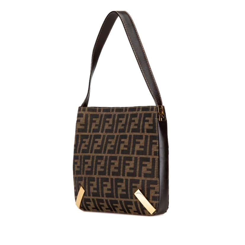 Fendi Zucca Canvas Shoulder Bag Brown Canvas Good condition - Back View