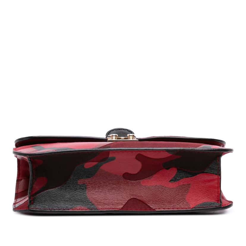 Valentino Medium Nappa and Canvas Camouflage Rockstud Glam Lock Crossbody Red Leather Good condition - Inside View