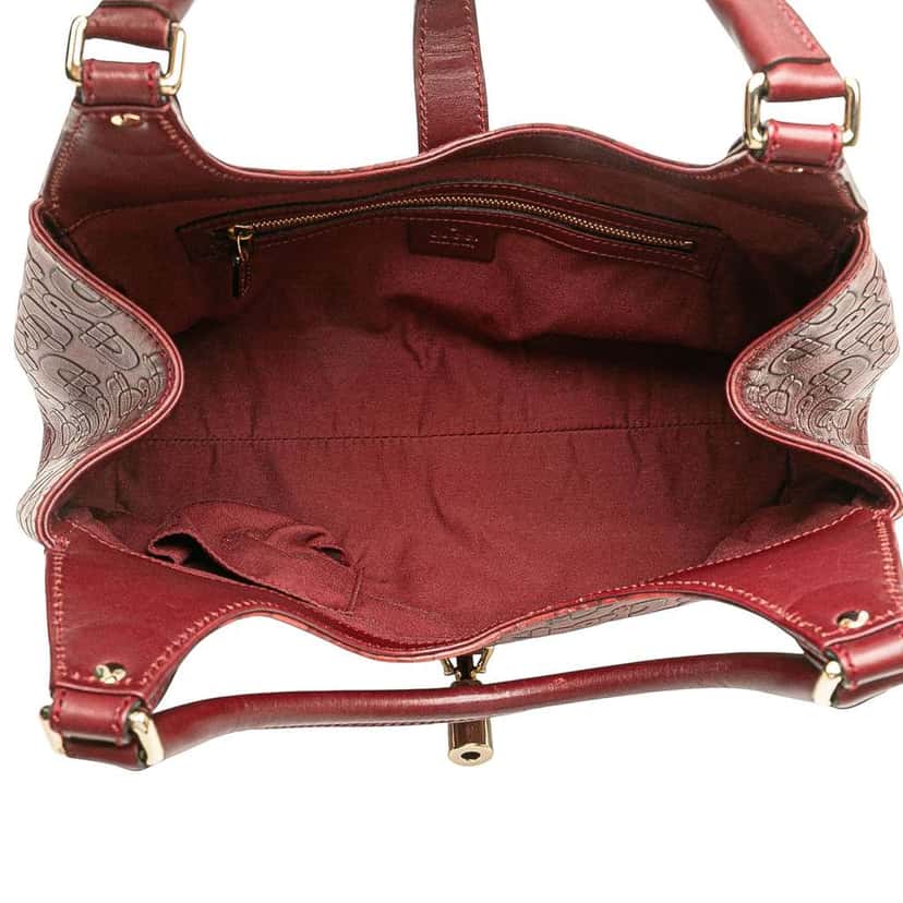 Gucci Embossed Leather Horsebit Jackie Bardot Shoulder Bag Red Leather Good condition - Model View