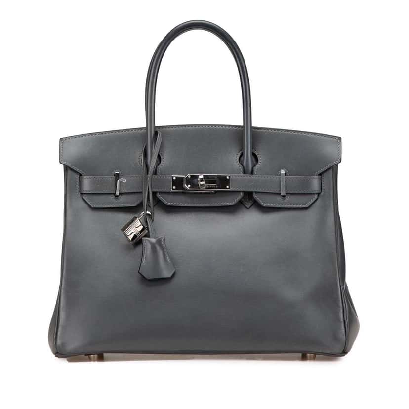 Hermès Box Calf Birkin Retourne 30 Grey Leather Good condition - Front View