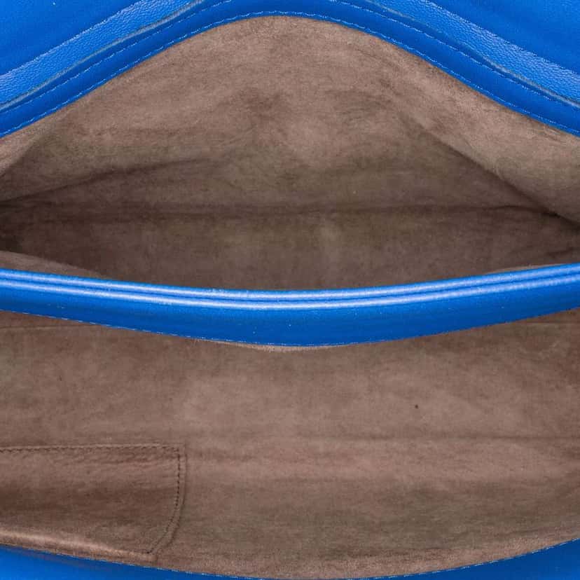 Bottega Veneta Medium Nappa Intrecciato Olimpia Shoulder Bag Blue Leather Good condition - Model View