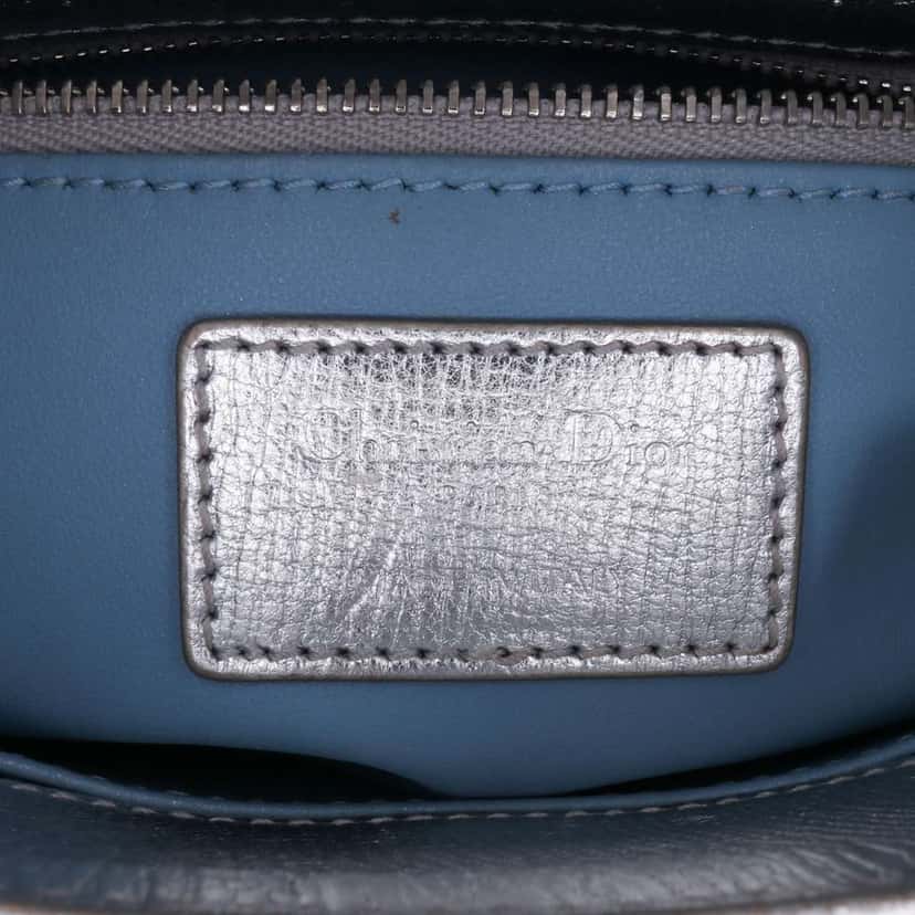 Dior Small Metallic Grained Calfskin Cannage My ABCDior Lady Dior Silver Leather Good condition - Box View